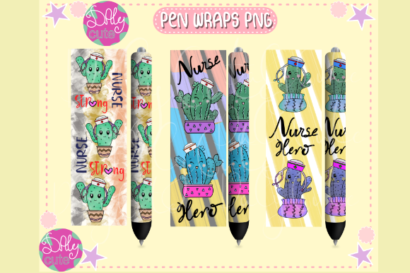 Cactus Pen Wraps PNG, Nurse Hero: Graphics & Print Templates