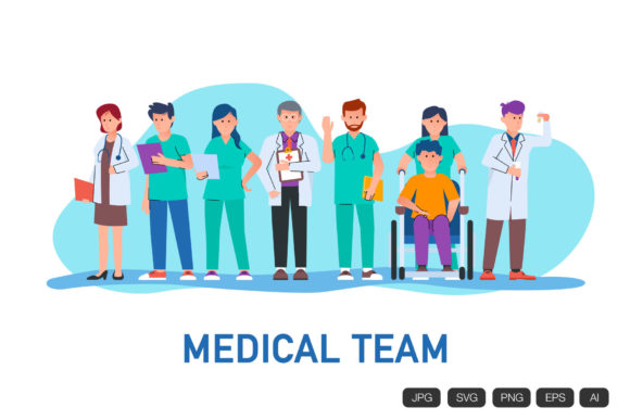 Medical Team Illustration for Graphics and Illustrations