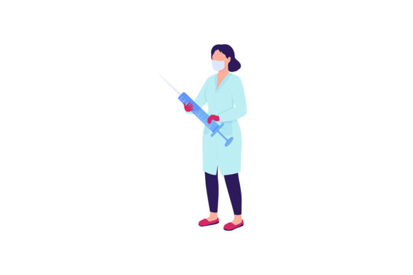 Nurse with Syringe Flat Color Character: Graphics for Medical Branding
